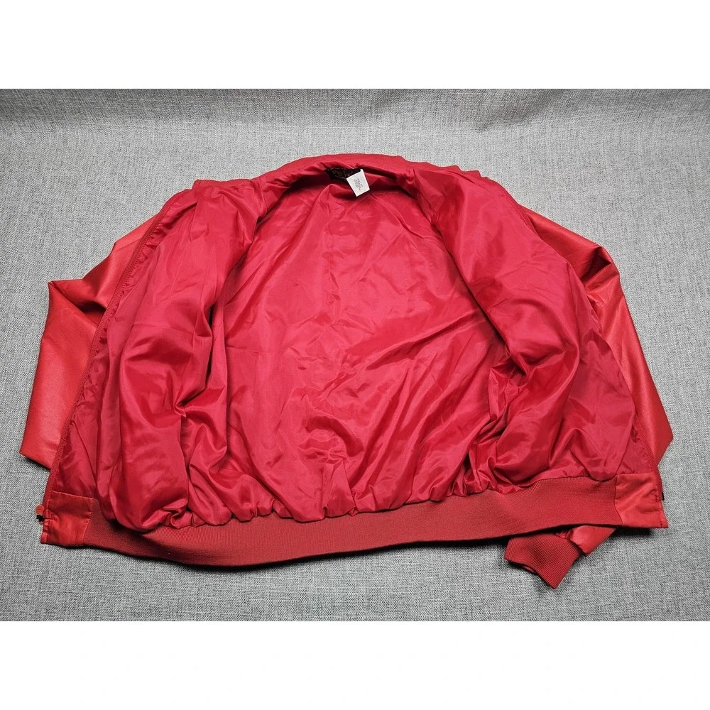Vintage Dunbrooke Jacket Mens XL Red Satin Bomber Sparkle City Rod Run 80s 1989